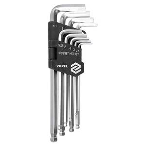Hex Key W. Ball Set 9Pcs 2.5-10mm Crv