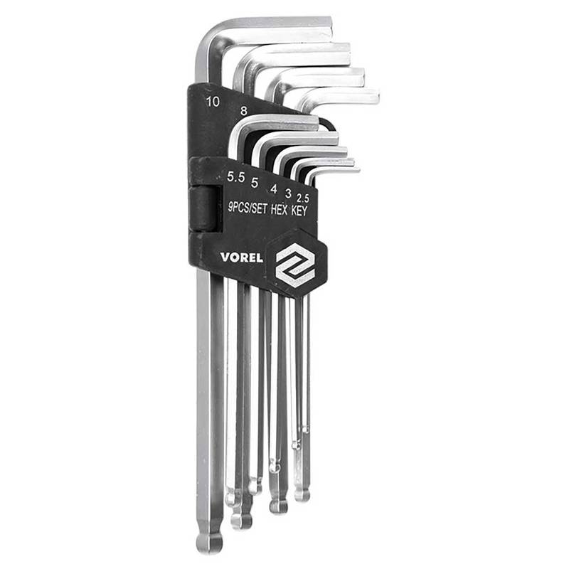 Hex Key W. Ball Set 9Pcs 2.5-10mm Crv