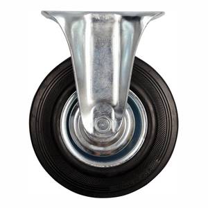 Fixed Caster W. Black Rubber 75mm