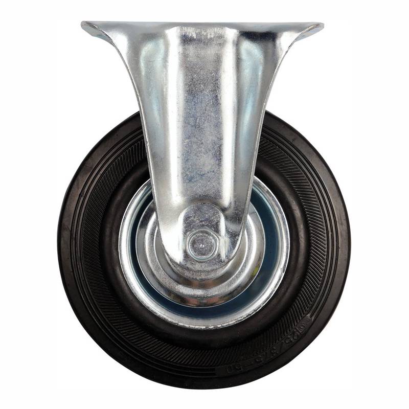 Fixed Caster W. Black Rubber 75mm