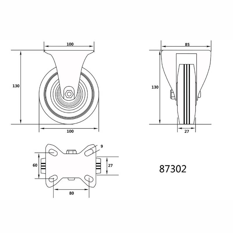 Ratas 100mm fikseeritud