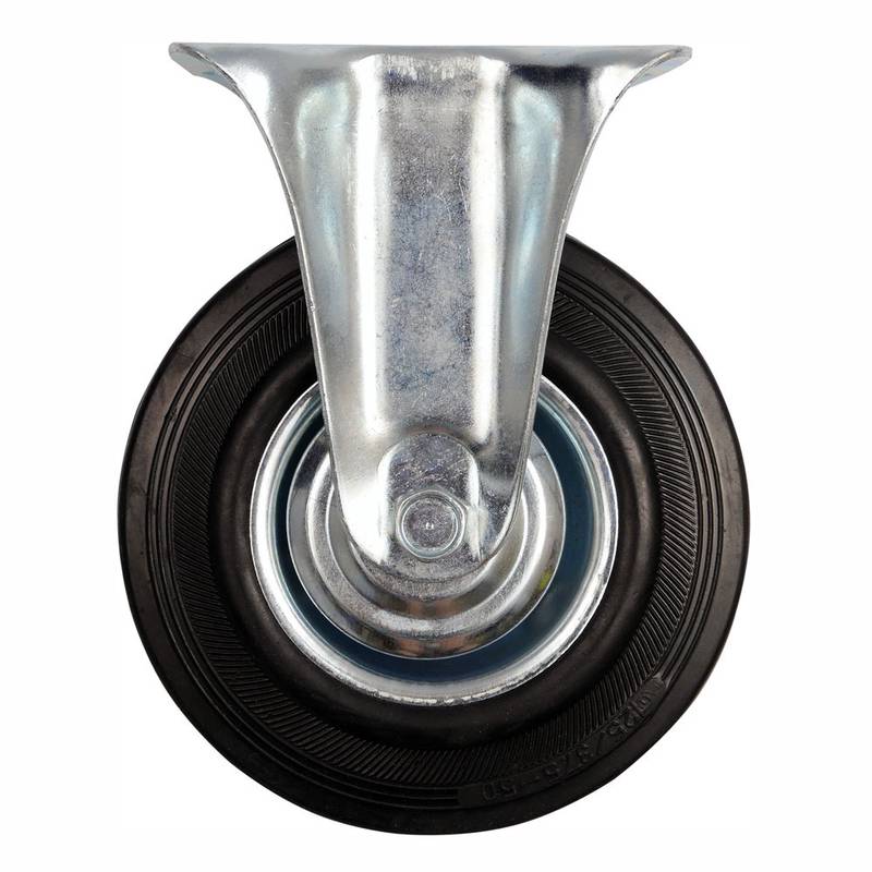 Fixed Caster W. Black Rubber 125mm