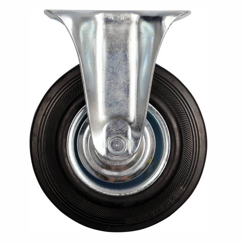 Fixed Caster W. Black Rubber 160mm