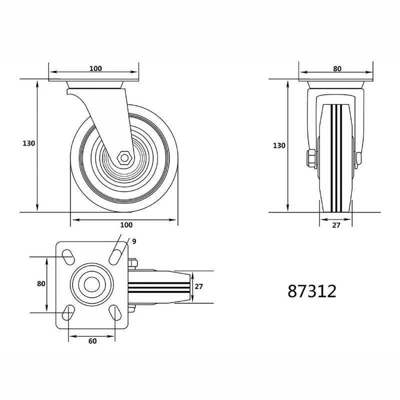 Ratas 100mm pööratav