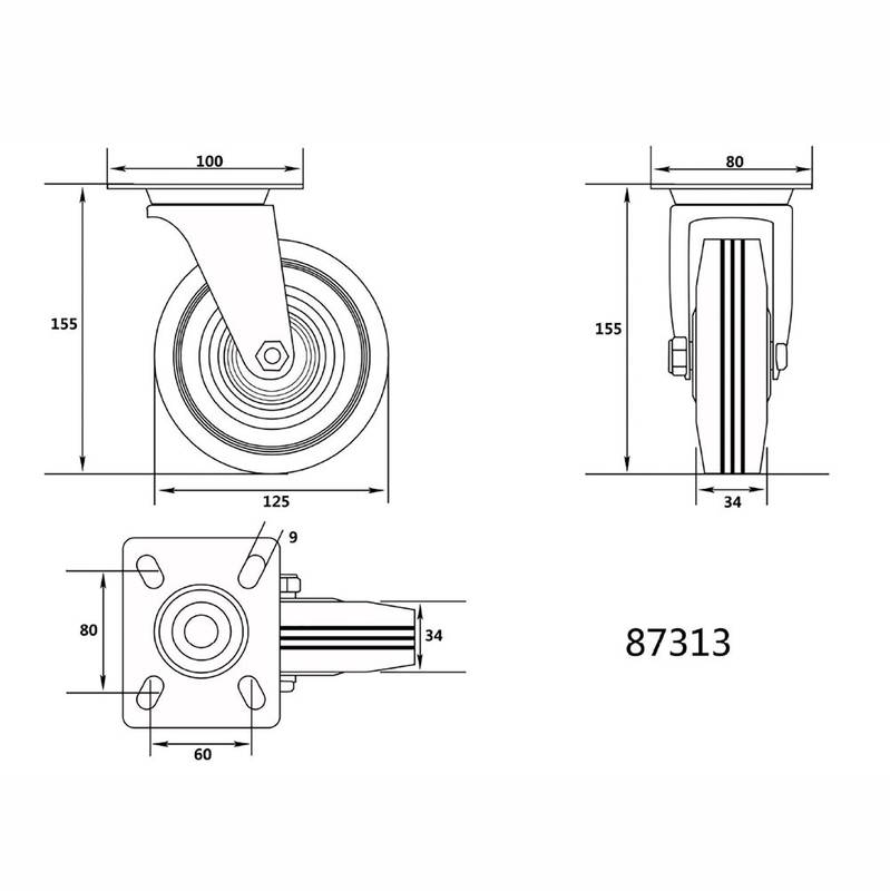 Ratas 125mm pööratav