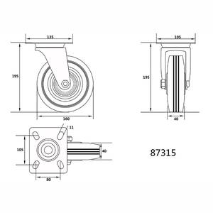 Ratas 160mm pööratav
