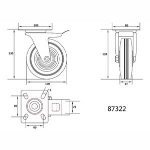 Ratas 100mm pööratav piduriga