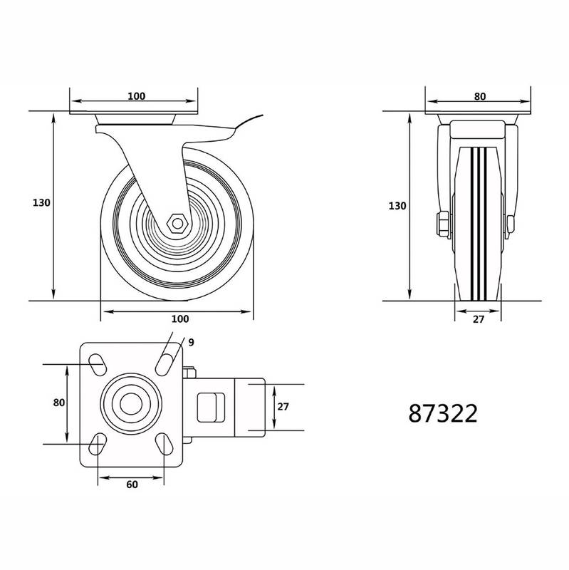 Ratas 100mm pööratav piduriga