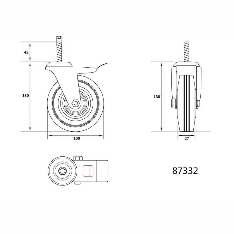 Ratas poltkinnitusega 100mm