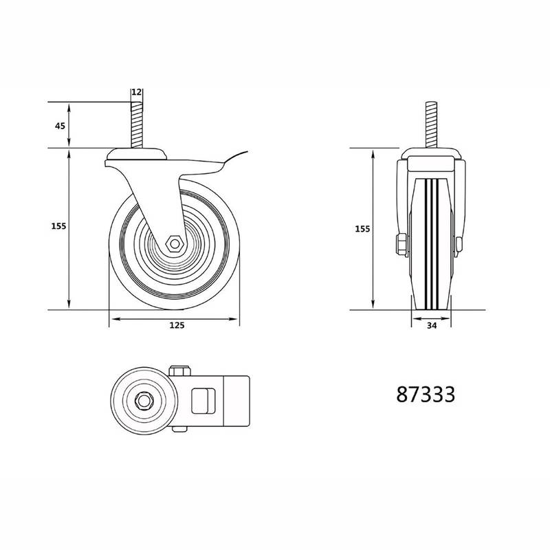 Ratas poltkinnitusega 125mm