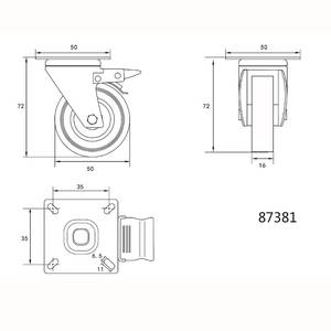 Brake Swivel Caster With Grey Rubber 50