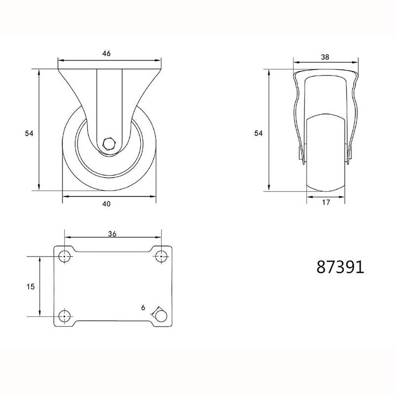 Ratas 40mm fikseeritud