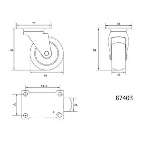 Ratas 65mm pööratav