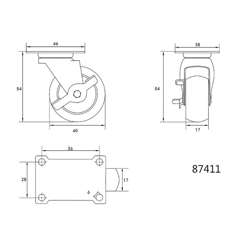 Ratas 40mm pööratav piduriga