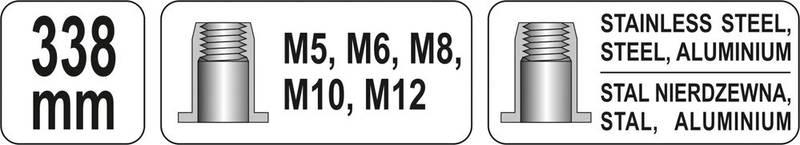 Mutterneeditangid M5-M12 338mm