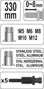 Mutterneeditangid M5-M12 330mm