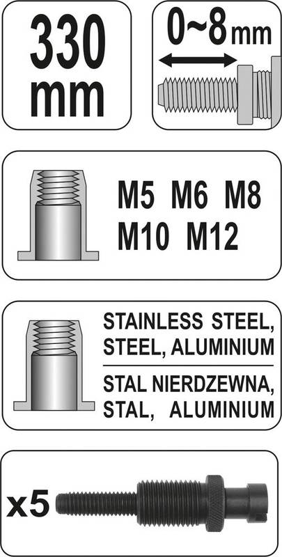 Mutterneeditangid M5-M12 330mm