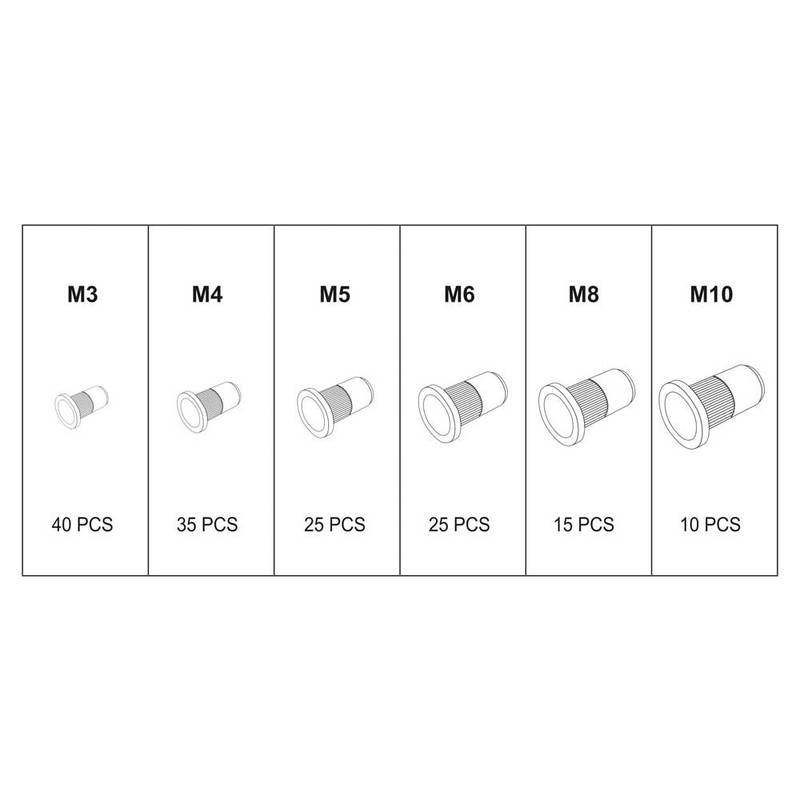 Mutterneetide komplekt M3-M10 150tk alumiinium