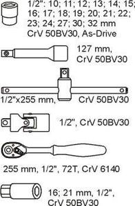 Pvc Tray With 1/2" Socket Set 10-32mm