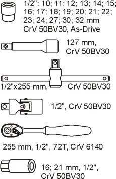Pvc Tray With 1/2" Socket Set 10-32mm