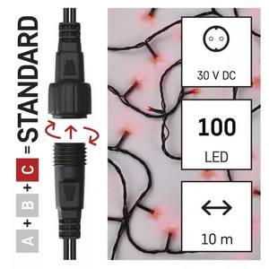 Valguskett 100 LED Standard 10m punane jätkuvõimalusega
