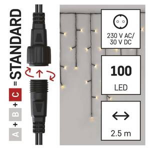 Valguskardin 100 LED Standard 0,9x2,5m soe valgus jätkuvõimalusega