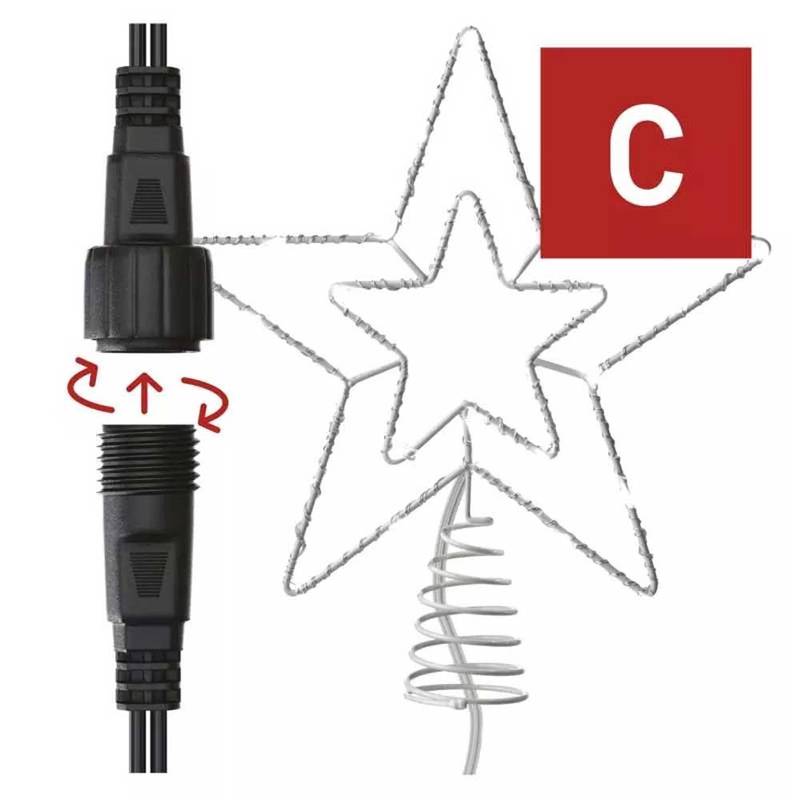 Standard LED intercon. Christmas star, 28.5 cm, 30LED cool white