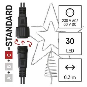 Standard LED intercon. Christmas star, 28.5 cm, 30LED cool white
