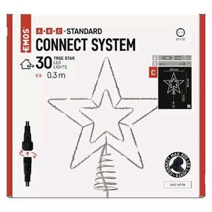 Standard LED intercon. Christmas star, 28.5 cm, 30LED cool white