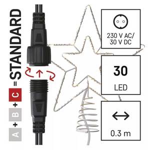 Dekoratsioon jõulutäht 30 LED 28,5cm soe valgus