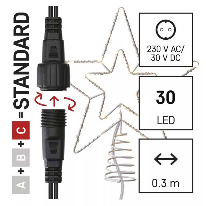 Dekoratsioon jõulutäht 30 LED 28,5cm soe valgus