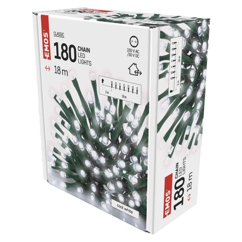 LED String Light, 18m, 180 LED, cool white, with timer