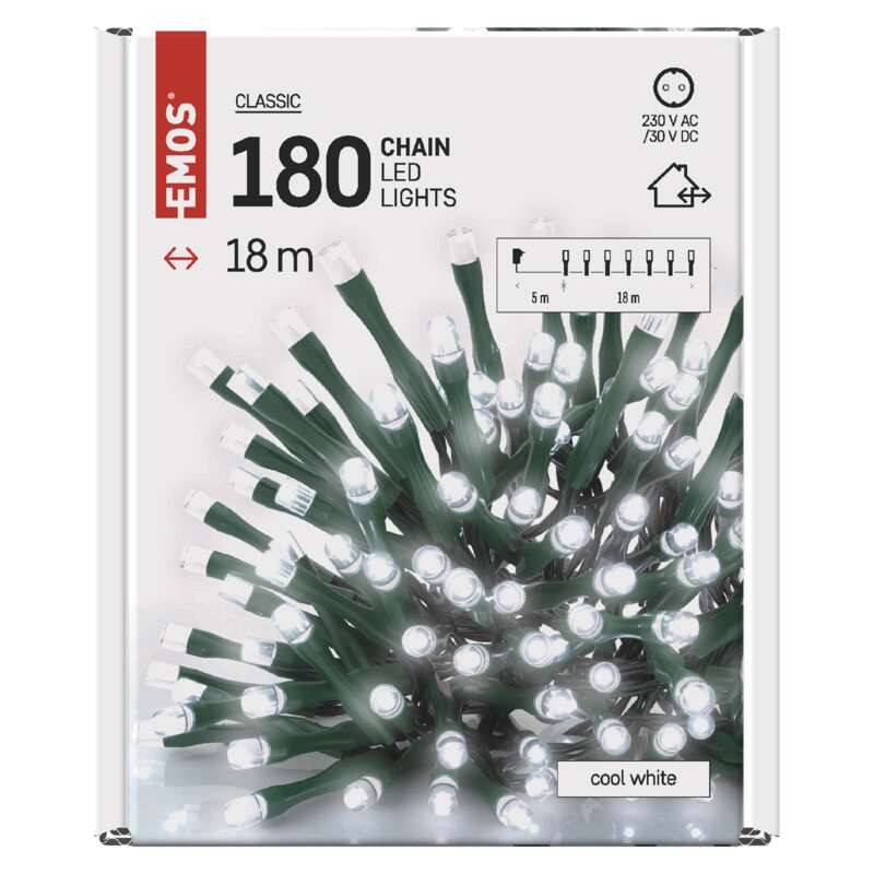 LED String Light, 18m, 180 LED, cool white, with timer