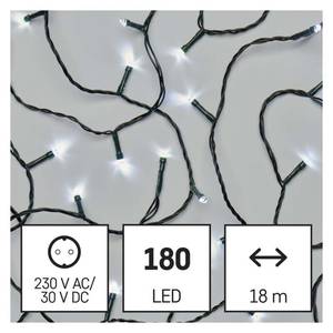 LED String Light, 18m, 180 LED, cool white, with timer