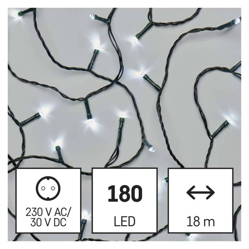LED String Light, 18m, 180 LED, cool white, with timer