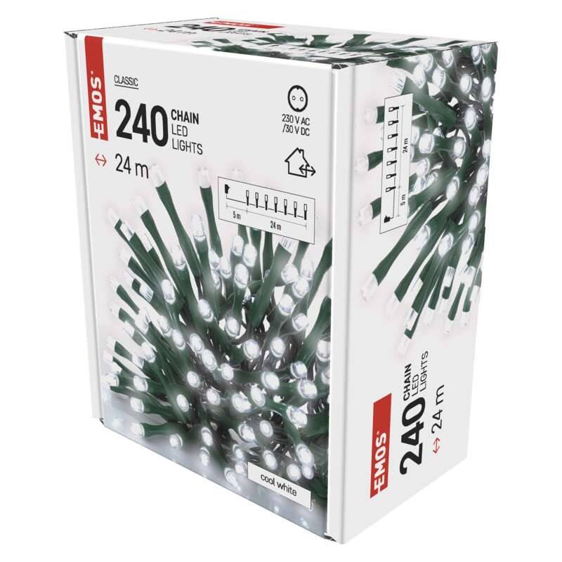 LED String Light, 24m, 240 LED, cool white, with timer