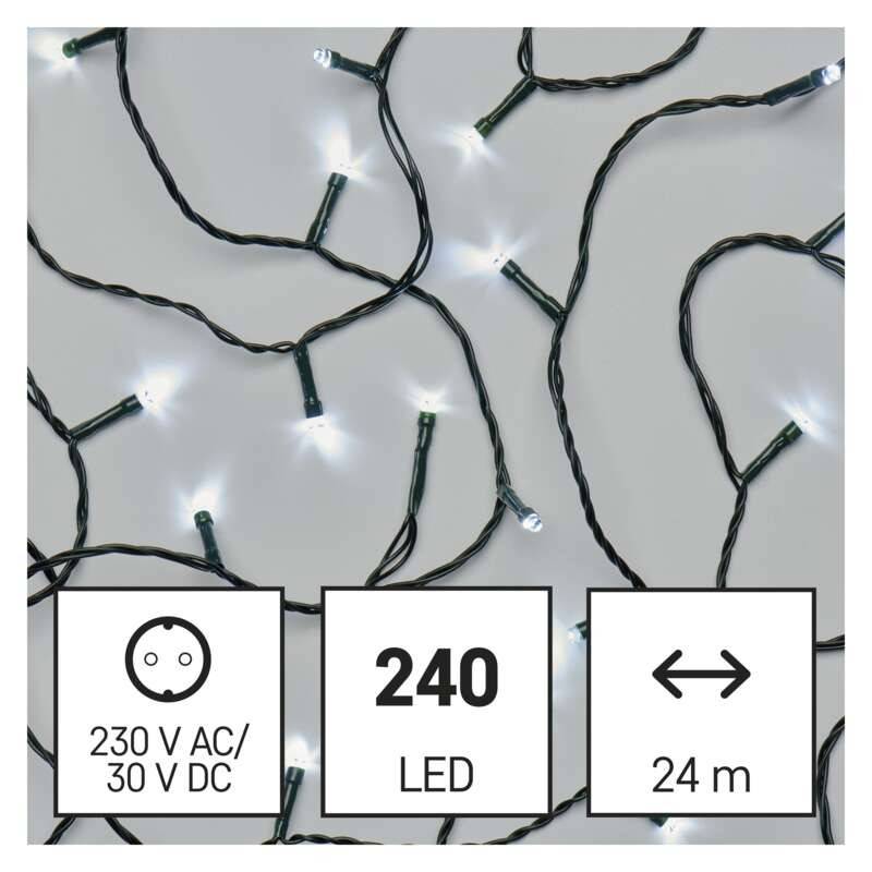 LED String Light, 24m, 240 LED, cool white, with timer