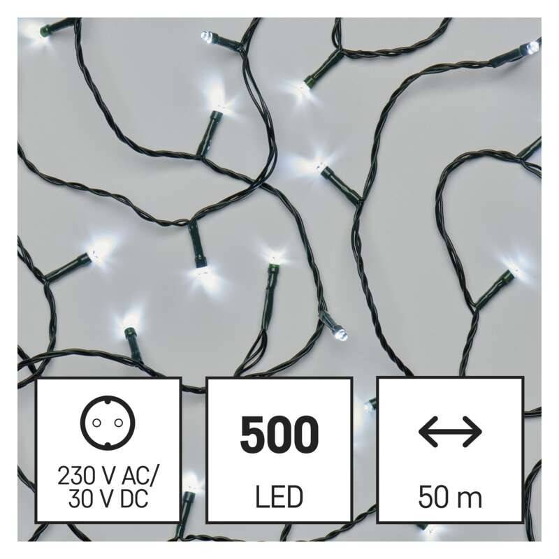 LED Christmas chain 500 LED, 50 m, cool white, timer