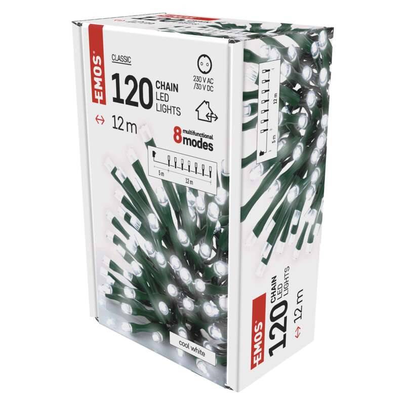 Valguskett 120 LED Classic 5+12m külm valgus 8 funktsiooni