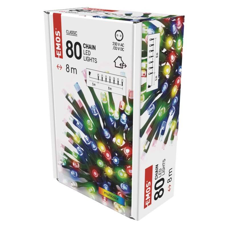 LED String Light, 8m, 80 LED, multicolor, with timer