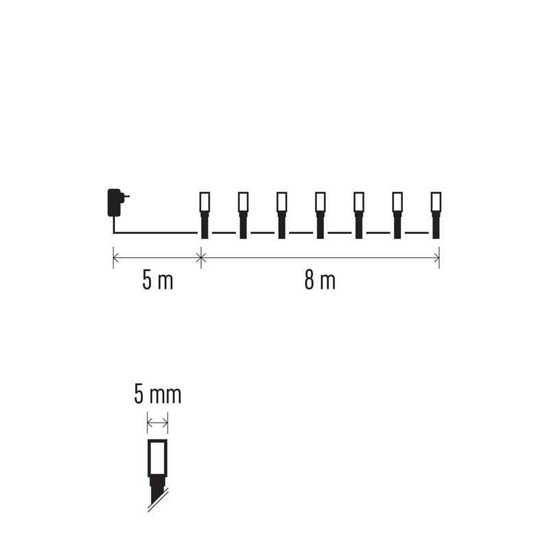 LED String Light, 8m, 80 LED, multicolor, with timer