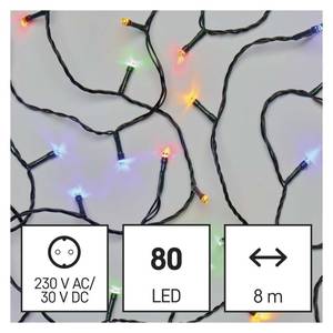 LED String Light, 8m, 80 LED, multicolor, with timer