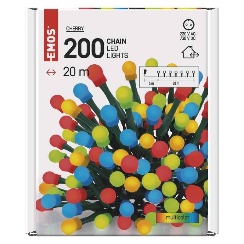 Valguskett 200 LED Cherry 5+20m mitmevärviline valgus taimeriga
