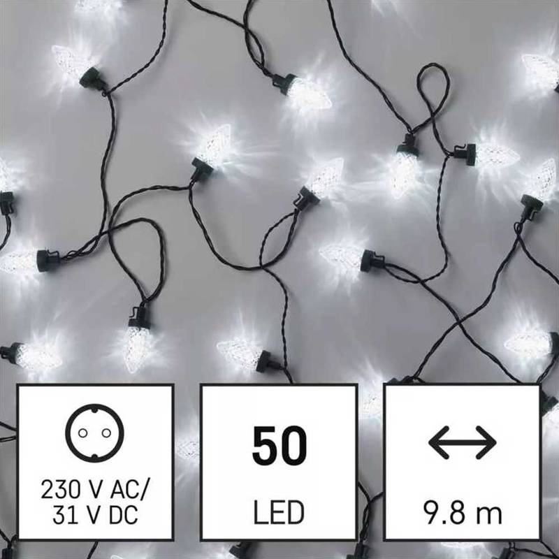 Valguskett 50 LED 5+9,8m käbid külm valgus