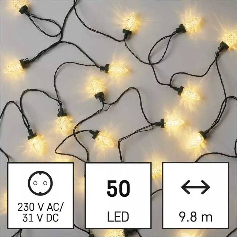 Valguskett 50 LED 5+9,8m käbid soe valgus