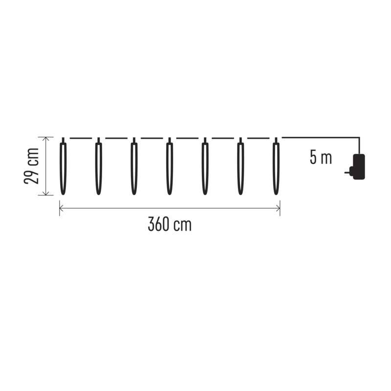 Valguskett 140 LED 0,29x3,6m + 5m jääpurikad külm valgus