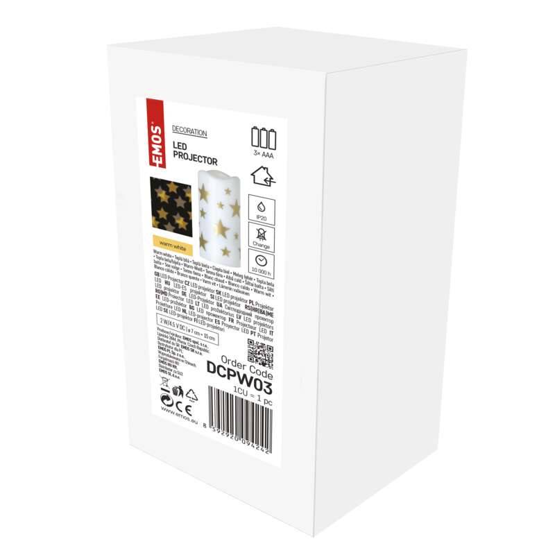 4LED projektor küünal 7x15cm tähed soe valgus