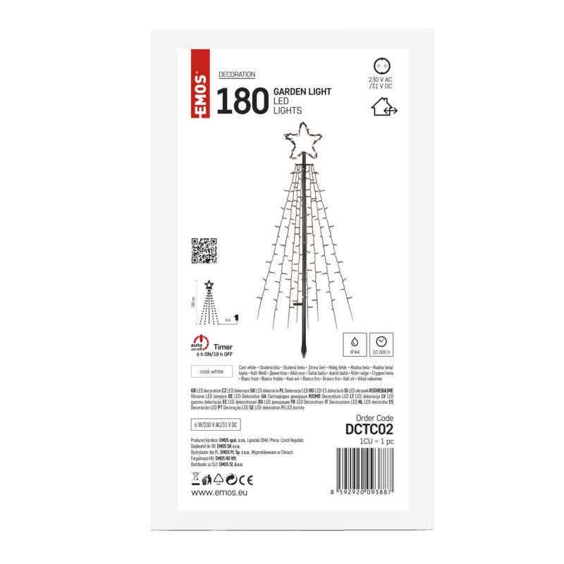 Dekoratsioon 180 LED jõulupuu 180cm IP44 külm valgus taimeriga