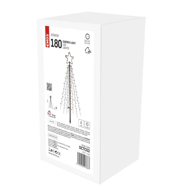 Dekoratsioon 180 LED jõulupuu 180cm IP44 külm valgus taimeriga