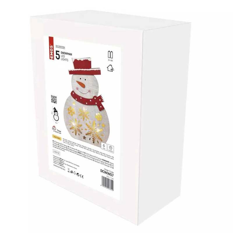 5LED XMAS WOOD SNOWMAN 2AA T WW
